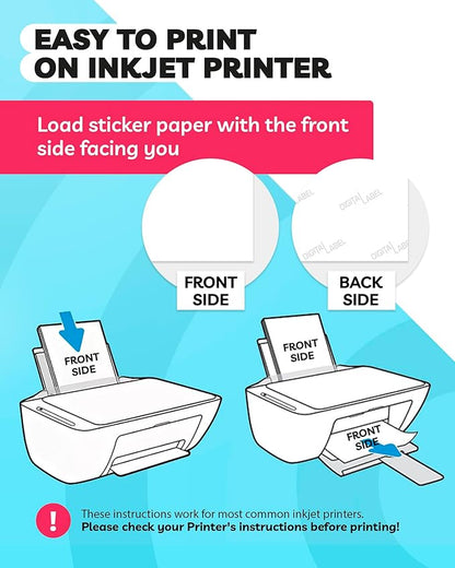 Sticker Paper for Inkjet Printer - (30 Sheets), 8.5 x 11" Letter Size, Matte Sticker Paper - Ideal for Crafting and Printing Vibrant, Long-Lasting Designs