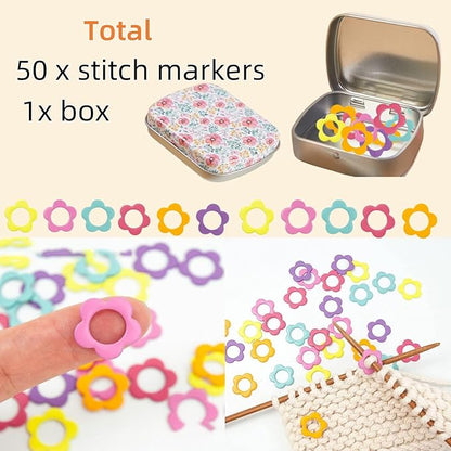 Hilsayum Star Shape Metal Stitch Markers Knitting,50Pcs Colorful Crochet Stitch Markers for Knitting Yarn and DIY Crafts