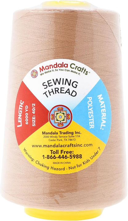 Mandala Crafts 4 Pack of Serger Threads Cones Spools - 40S/2 24000 Yards Polyester Nude Threads for Sergers Machine and Overlock Quilting Sewing Machine