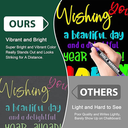 SILENART Chalk Markers for Blackboard, Window Marker for Car Erasable Liquid Chalk Pen for ChalkBoard Windows Glass Menu Board - Pack, Multicolor