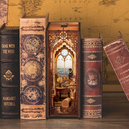 CUTEBEE Book Nook Kit, DIY Booknook Miniature House Tiny House 3D Wooden Puzzle Dollhouse Kit for Adults and Teens, Bookshelf Insert Decor, DIY Craft Gift Model Build