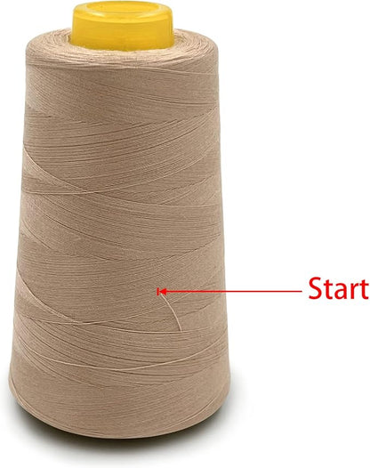 Tortoise 4 Cones of 3000 Yards Each Spool Thread for All Purpose, Serger, Overlock, Quilting, Sewing Machine - 100% Polyester, 40S/2 Dark Cream