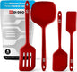 New DI ORO Seamless Series Moda 4-Piece Silicone Turner Spatula Set - 600°F Heat-Resistant Flexible Kitchen Spatulas for Nonstick Cookware - Flippers for Eggs & Pancakes - Utensils for Cooking (Red)