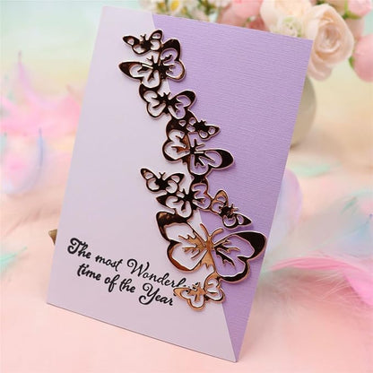 Mvchifay Cutting Dies for Card Making Metal Die-Cuts Scrapbooking Tool Hollow Frame DIY Craft Punch Template Embossing for Paper Album Decor (4-Butterfly String 13.4x5.3cm)