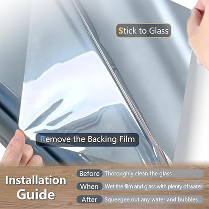 LEMON CLOUD One Way Window Privacy Film See Out Not in Reflective Mirror UV Window Cling Sun Blocking Heat Control Glare Control with Tools,17.5 Inch x 78.7 Inch