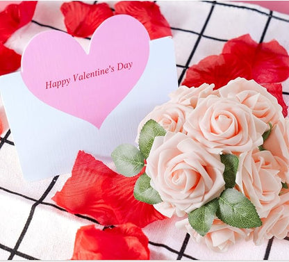 AmyHomie Artificial Flower Blush Pink Rose 50pcs Real Looking Fake Roses w/Stem for DIY Wedding Bouquets Centerpieces Arrangements Party Baby Shower Home Decorations