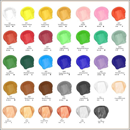 Artecho White Acrylic Paint, Pearl White (120ml / 4.05oz) Tubes, Art Craft Paints for Canvas, Rock, Stone, Wood, Fabric, Art Supplies