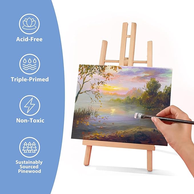 ESRICH Canvas for Painting 8x10, 16 Pack Stretched Canvas, Primed Acid-Free Cotton Paint Canvas Bulk, White Blank Canvases for Painting for Oil & Acrylic Paint.
