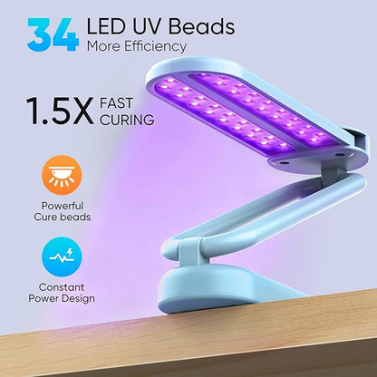 PPESULK Cordless UV Light for Resin Curing, Rechargeable Fast UV Light with 34 Beads and LCD Timer Display, Foldable Resin Curing Machine for Resin Molds, DIY Crafts, Jewelry Making(Blue)