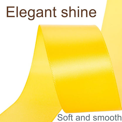 1-1/2 Inch Yellow Ribbon, 50 Yards Craft Polyester Satin Ribbon Perfect for Gift Wrapping, Handmade Roses, Wedding Party Decorations and DIY Crafts