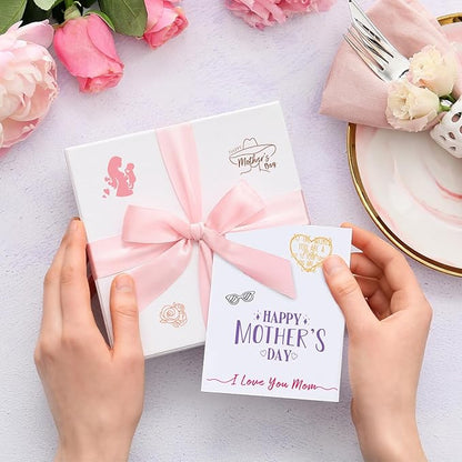 Whaline 4 Sheets Mother's Day Clear Stamps Greeting Words Silicone Transparent Stamps for DIY Craft Card Making Scrapbooking Embossing Album Decor