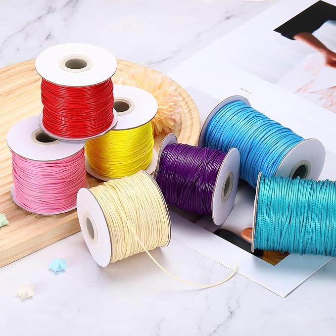 MECCANIXITY Waxed Cord 1mm Waxed Thread 87 Yard Wax String Leather Cord for Bracelet Making, Necklaces, Beading, Jewelry Making and DIY Crafts(Orange)