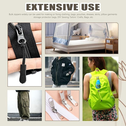 250Pcs Zipper Replacement Zipper Repair Fix Kit Zipper Slider Set for Fixing Luggage Bags, Coats, Jean, Jackets, Tents