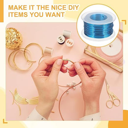 uxcell 18 Gauge / 1mm Anodized Aluminum Wire for Jewelry Craft Making, 102 Feet Bendable Flexible Wire for DIY Home Decor Gardening Sculpture, Blue