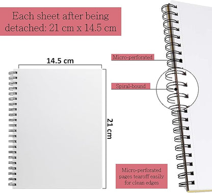 Elan A5 Sketchbook, 80 Sheets Italian Paper 80 lb/120 GSM, Acid-Free Sketch Book 8.3x5.8 Inch, White Drawing Paper Pad, Spiral Bound Sketchbook A5
