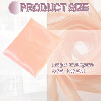 MECCANIXITY Iridescent Sheer Organza Fabric, 2 Yards x 59 Inches Solid Holographic Shiny Fabric Organza Cloth for Wedding, Curtains, Costume, Photo Background, Champagne