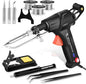 Upgrade 120W Soldering Iron Kit with Ceramic Heater, Automatic Soldering Gun Kit Includes 3 Solder Wire, 3 Interchangeable Tips, 2 Tweezers, Desoldering Pump, Basic Stand with Sponge