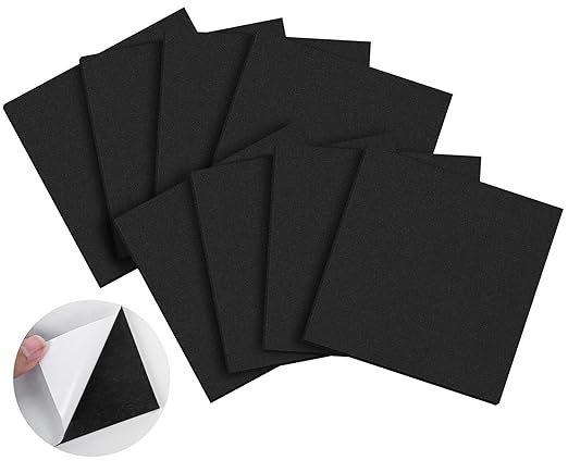 ToLanbbt 8 PCS Adhesive Foam Padding Sheets Closed Cell Neoprene Foam Sheet 1/8" Thick, 4" x 4" Self Stick Insulation Anti Vibration Pads Anti-Slip for Furniture, Cars, Speakers, DIY
