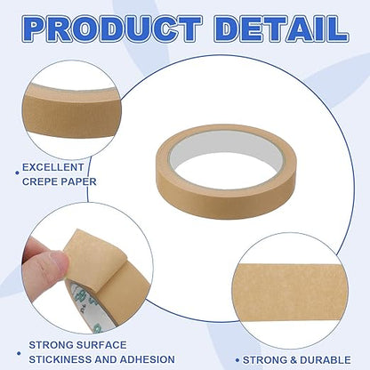 MECCANIXITY Masking Tape 0.7 Inch x 21 Yard Painter's Tape Brown Paint Tapes for DIY Crafts Arts Drawing Decoration Labeling Car Painting Artist Teachers, Pack of 6