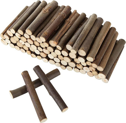100PCS 4 inch Wood Log Sticks for Crafts 0.4-0.6 inch in Diameter - Natural Twigs Sticks- Birch Wood Craft Sticks for DIY Rustic Home Decor School Projects Crafting Filler