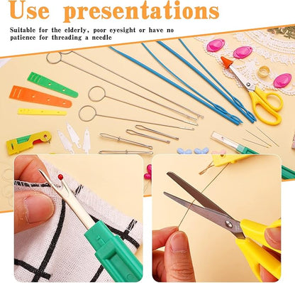 Fedmut 42 Pieces Needle Threaders Kit,Drawstring Threader Set,Threader Hand Machine Sewing for Sewing Crafting,Quilting, DIY Art,Universal Sewing Threaders Tool for Embroidery Needlework