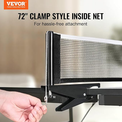 VEVOR Ping Pong Table, Professional Table Tennis Game, Indoor MDF Portable Table Tennis Table, Foldable Ping Pong Table with Quick Clamp Net and Lockable Wheel, 10 Minute Easy Assembly, 25mm Tabletops