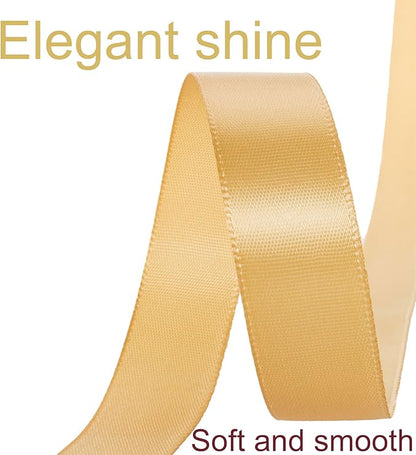 1 Inch Gold Ribbon, 50 Yards Craft Polyester Satin Ribbon Perfect for Gift Wrapping, Handmade Roses, Wedding Party Decorations and DIY Crafts