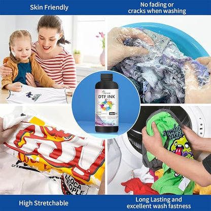 DTF Ink Black 500ml - Premium Heat Transfer Ink Conversion Kit Refill for I3200, XP600, R1390, L1800, ET2800 ET8500 R2400, L800, 1430, P400, P800, XP-15000 All DTF Printers,for DTF Film