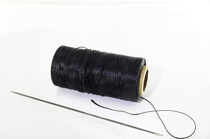 Marcobrothers 12" Professional Upholstery Large Eye Long Needle, Easy to Thread, with 2 Roll 284 Yard 150D 1mm-Width Leather Sewing Waxed Thread, Black (12 inch X 2)