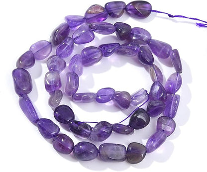 Purple Amethyst Pebble Nugget Oval Free Tumbled Stone 6-8mm Natural Gemstone Loose Beads Approx 15.5 inch for DIY Jewelry Making