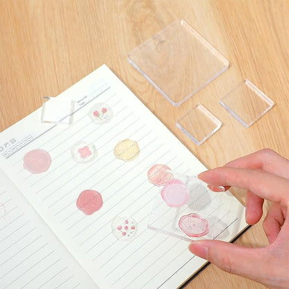 5pcs Acrylic Stamp Block, Acrylic Blocks for Stamping with Grid Lines, Assorted Sizes Stamp Block for DIY Crafts Scrapbooking Card Making Ornaments Stamping Projects