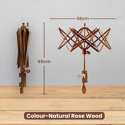 Wooden Yarn Umbrella Swift Winder, Yarn Winder for Knitting Crocheting X-Large Heavy Duty Winder, Natural Beach Wood Handmade Swift, Holds up to a 6' Circumference Skein