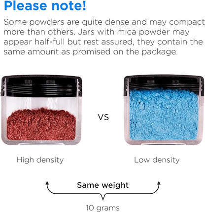 Rolio Mica Powder Pearlescent Color Pigment - 12 Jars for Resin Epoxy, Soap Making, Nail Polish, Lip Gloss, Eye Shadow, Bath Bomb, Slime & Candle - 10g Each (Tropical Sunset)