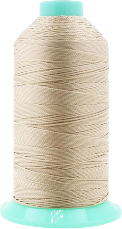 Mandala Crafts Bonded Nylon Thread Cream Heavy Duty Sewing Threads - 800 YDs Size 277 840D T270 Tex 270 Thread for Leather Jeans Weaving Outdoor Marine Upholstery Threads
