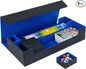 Card Deck Box,X-Large Premium Trading Card Storage Case with Mat and Dice Compartment,Magnetic Game Deck Display Case Compatible with MTG/TCG/Yugioh/Magic/Commander(Black＆Blue)