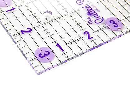The Quilted Bear Quilting Rulers - Transparent Acrylic Non Slip Quilting, Patchwork & Sewing Ruler with Clear Black Lines & 30, 45 & 60 Degree Angles (3.5" x 18.5")