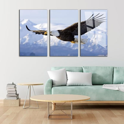 SpiritualHands Eagle Printed Tempered Glass Wall Art Painting for Living Room, Tempered Glass Modern Prints Decor, Large Vivid Color Panel for Bedroom, Kitchen, or Office