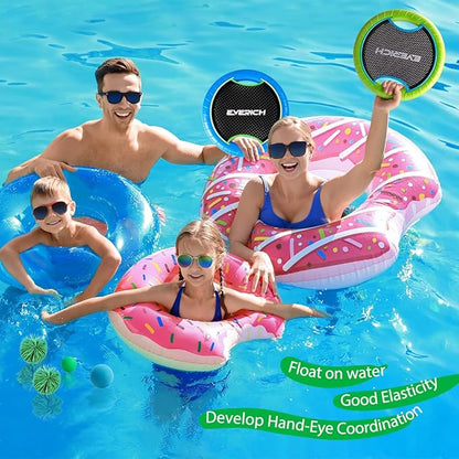 EVERICH TOY Trampoline Paddle Ball Set with 4 Bouncy Paddles & 8 Balls - Soft Foam Design for Kids Play Indoor Outdoor Beach Backyard Lawn - Great Gift Idea for Boys & Girls