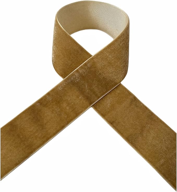 Velvet Ribbon, 1 1/2-Inch by 25-Yard Spool (Khaki)