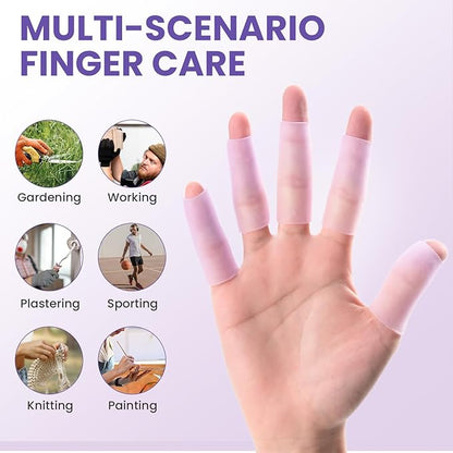 20 PCS Gel Finger Sleeve Protectors - Silicone Finger Sleeves with Lavender Extract - Finger Cots Bandages Provide Relief for Finger Cracking, Corns, Blisters and Calluses Protect (Purple)