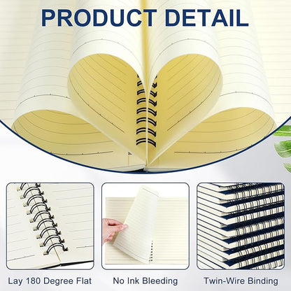 Yahenda 2 Pcs Spiral Notebook Bulk A5 Journal Lined 8.3'' x 5.5'' Writing Composition Paper Small Notepad Subject Notebook for Students Office Business Back to School Supplies (Deep Blue)
