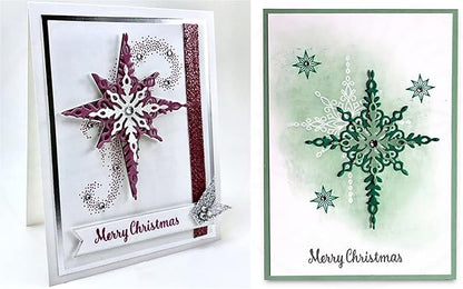 Mvchifay Cutting Dies Happy Birthday Metal Stencils Scrapbooking Tool DIY Emboss Paper Card Making (6 Pcs snowflakes-12.4x8.3cm)
