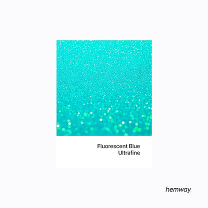 Hemway Polyurethane & Epoxy Resin Glitter 100g / 3.5oz Metallic Crystal Flake Additive for Flooring Jewelry Tumblers Glass Pigment - Ultrafine (1/128" 0.008" 0.2mm) - Fluorescent Blue