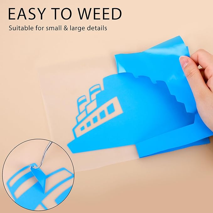 RENLITONG Lake Blue Iron on Vinyl 12Inch by 50ft Roll HTV Heat Transfer Vinyl for T-Shirt HTV Rolls for All Cutter Machine - Easy to Cut & Weed for Heat Transfer Design