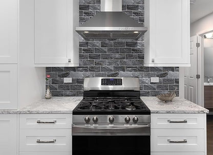 4 Pieces Peel and Stick Backsplash for Kitchen, 3" x 6" PVC Subway Tile 2025 Upgraded Gray-Gold Stone Backsplash Stick on Tile Elevate Kitchen Fireplace RV
