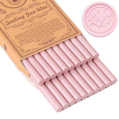 Pearl Pink Sealing Wax Sticks, WASOHLING 20Pcs Glue Gun Wax Seal Sticks for Wax Seal Stamp, Pink Wax Seals for Wedding Invitation Envelope Letter Seals, Craft Adhesive (Mini Size)
