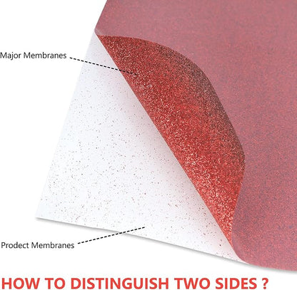 guangyintong Glitter Red Heat Transfer Vinyl HTV Rolls, 12" x 8ft Iron on Vinyl for T-Shirts Glitter Red HTV Vinyl for All Cutter Machines Easy to Cut & Weed for Heat Vinyl Design