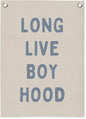 Blue Long Live Boyhood Linen Canvas Banner,Boy Room Decor,Nursery Playroom Wall Decor For Boys Bedroom Toddler Decorations Teen Boy Room Decor Wall Hanging Flag Banner 18x25 Inch