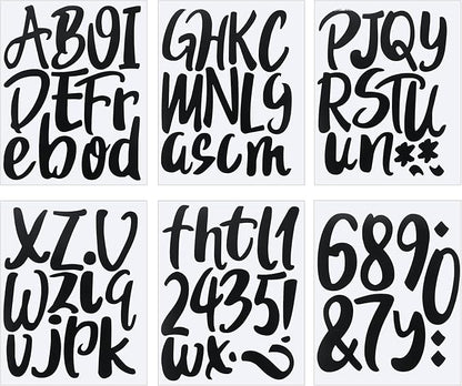 Outus 576 Pieces 8 Sheets Letters Stickers Self Adhesive Vinyl Letter Alphabet Number Stickers Mailbox Numbers Sticker, Decals for Classroom Decor, Sign, Door(Black,6 Inch)