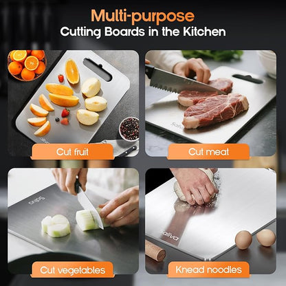 Saliva Titanium Cutting Boards for Kitchen, Cutting Board Double Sided Food Grade, Dishwasher Safe, No Blunt Knife, Chopping Boards with Handle for Meat, Fruit & Vegetable (16x12in)